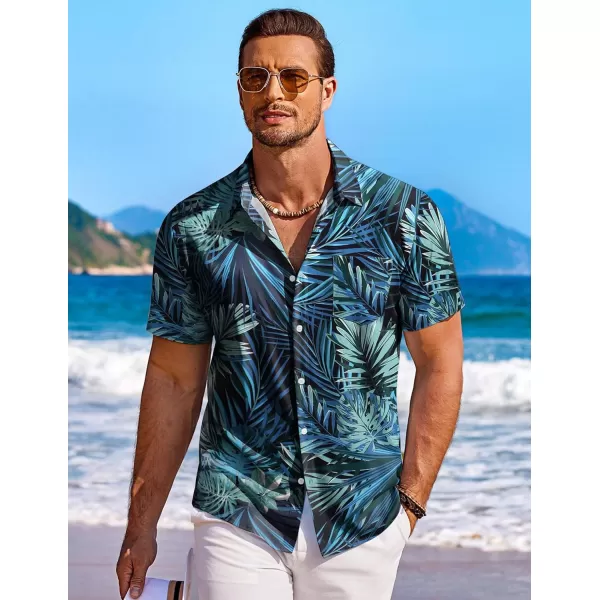 COOFANDY Men's Hawaiian Shirt Short Sleeve Floral Button Down Shirts Tropical Holiday Beach Shirts