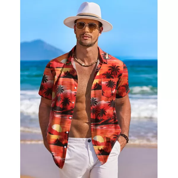 COOFANDY Men's Hawaiian Shirt Short Sleeve Floral Button Down Shirts Tropical Holiday Beach Shirts