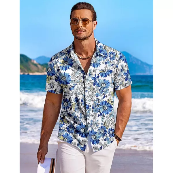 COOFANDY Men's Hawaiian Shirt Short Sleeve Floral Button Down Shirts Tropical Holiday Beach Shirts