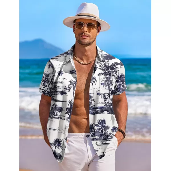 COOFANDY Men's Hawaiian Shirt Short Sleeve Floral Button Down Shirts Tropical Holiday Beach Shirts