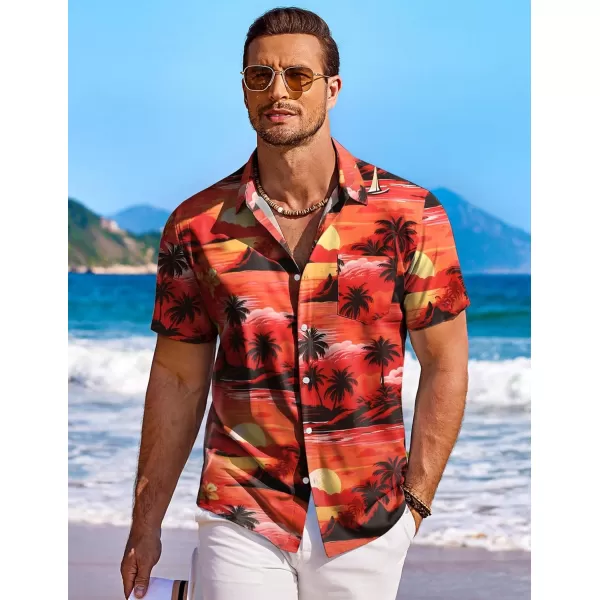COOFANDY Men's Hawaiian Shirt Short Sleeve Floral Button Down Shirts Tropical Holiday Beach Shirts