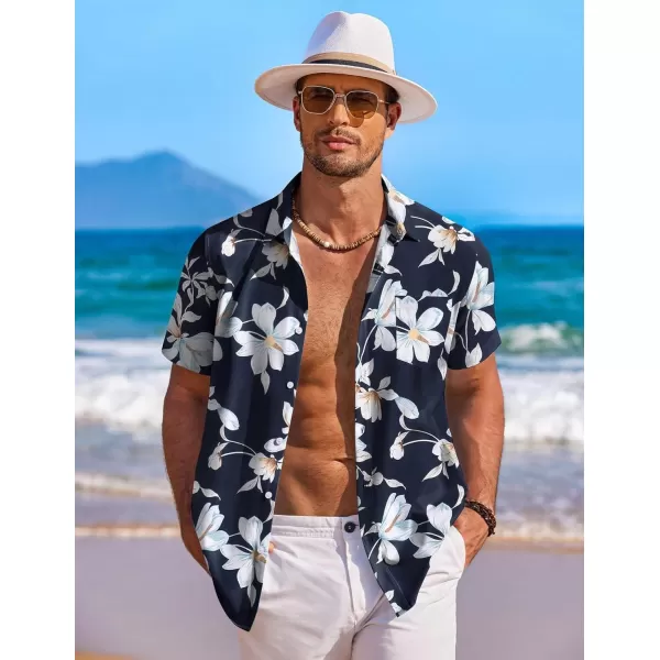 COOFANDY Men's Hawaiian Shirt Short Sleeve Floral Button Down Shirts Tropical Holiday Beach Shirts