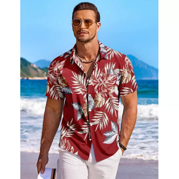 COOFANDY Men's Hawaiian Shirt Short Sleeve Floral Button Down Shirts Tropical Holiday Beach Shirts