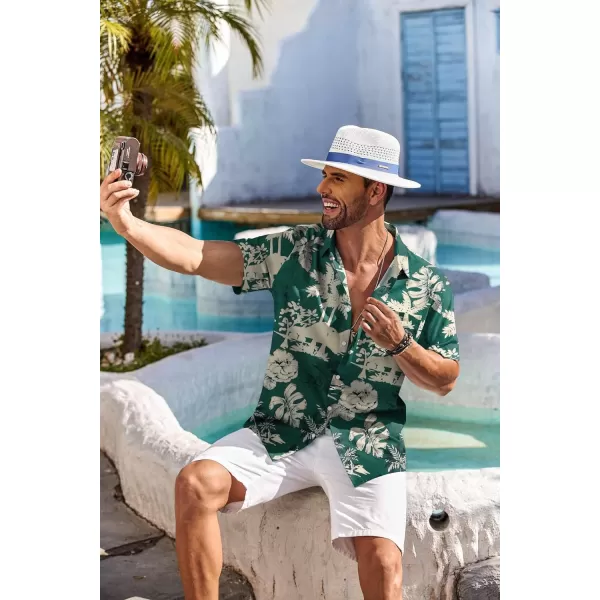 COOFANDY Men's Hawaiian Shirt Short Sleeve Floral Button Down Shirts Tropical Holiday Beach Shirts
