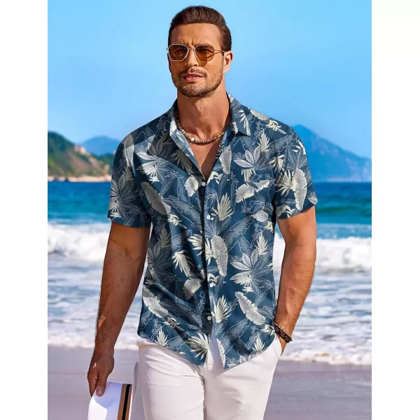 COOFANDY Men's Hawaiian Shirt Short Sleeve Floral Button Down Shirts Tropical Holiday Beach Shirts
