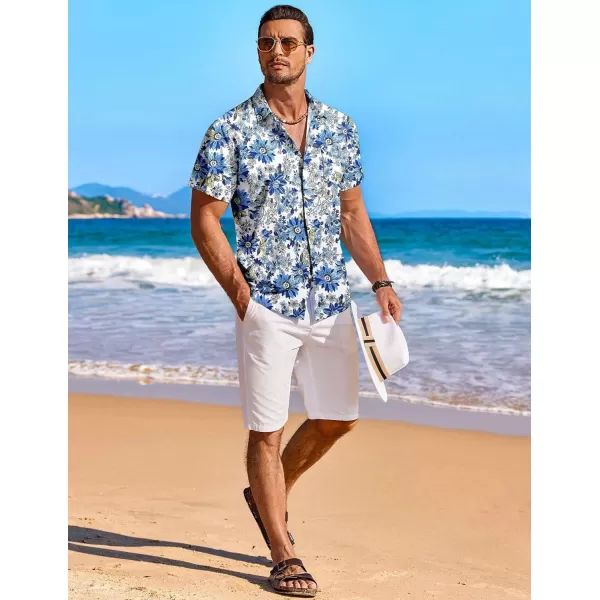 COOFANDY Men's Hawaiian Shirt Short Sleeve Floral Button Down Shirts Tropical Holiday Beach Shirts