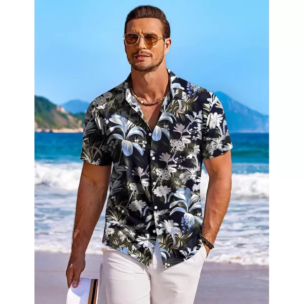 COOFANDY Men's Hawaiian Shirt Short Sleeve Floral Button Down Shirts Tropical Holiday Beach Shirts