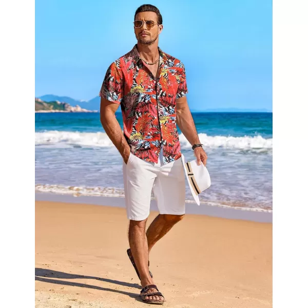 COOFANDY Men's Hawaiian Shirt Short Sleeve Floral Button Down Shirts Tropical Holiday Beach Shirts