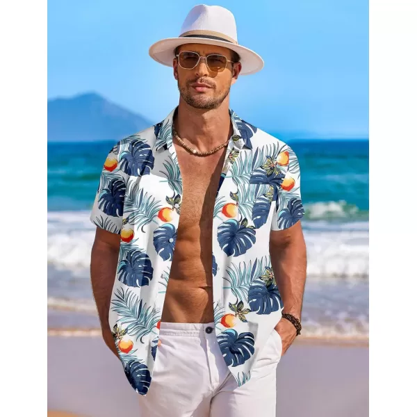 COOFANDY Men's Hawaiian Shirt Short Sleeve Floral Button Down Shirts Tropical Holiday Beach Shirts