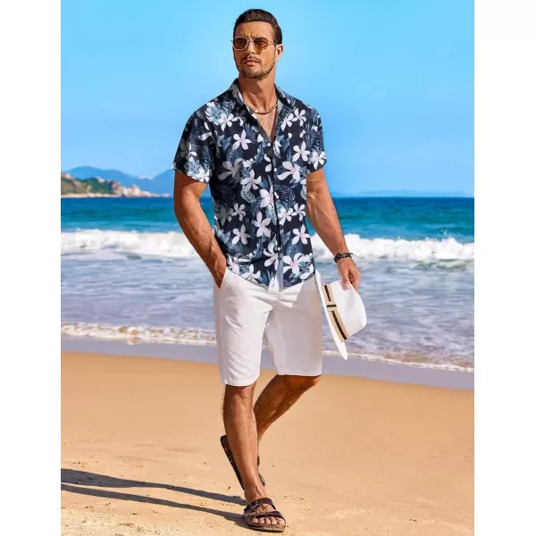 COOFANDY Men's Hawaiian Shirt Short Sleeve Floral Button Down Shirts Tropical Holiday Beach Shirts