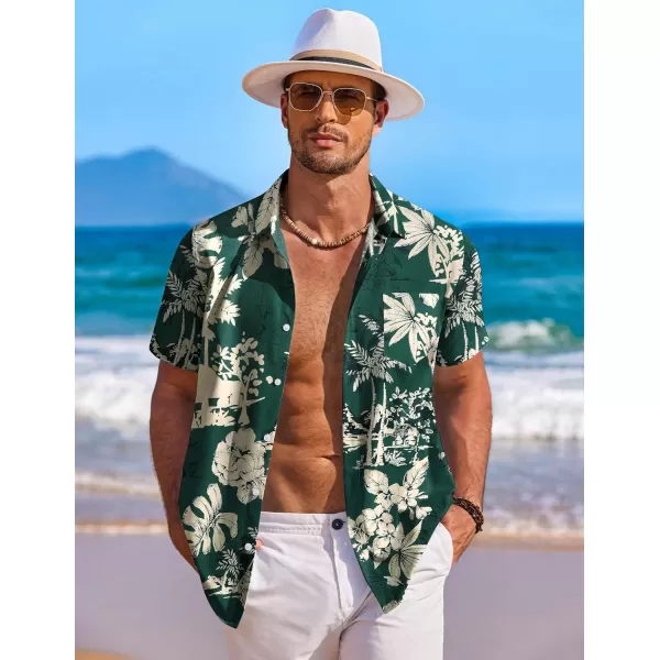 COOFANDY Men's Hawaiian Shirt Short Sleeve Floral Button Down Shirts Tropical Holiday Beach Shirts