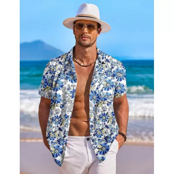 COOFANDY Men's Hawaiian Shirt Short Sleeve Floral Button Down Shirts Tropical Holiday Beach Shirts