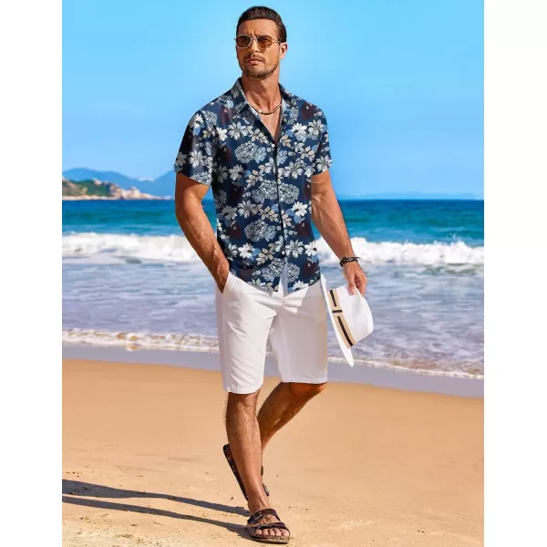 COOFANDY Men's Hawaiian Shirt Short Sleeve Floral Button Down Shirts Tropical Holiday Beach Shirts