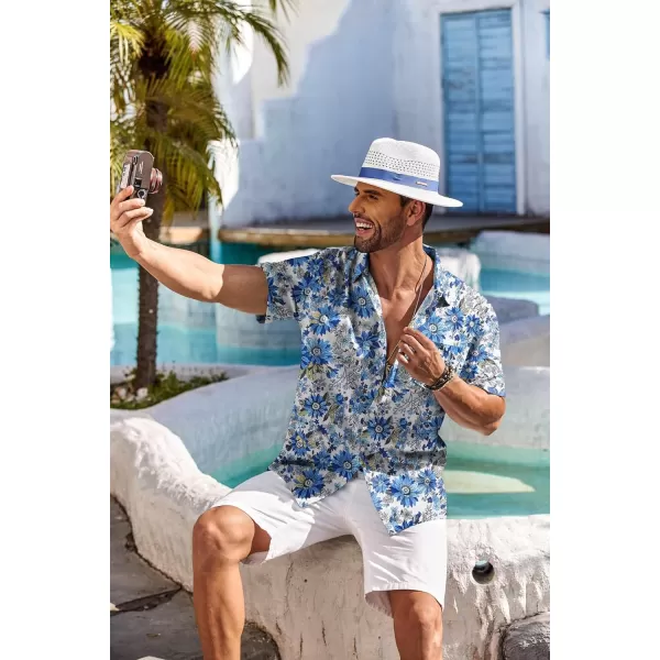 COOFANDY Men's Hawaiian Shirt Short Sleeve Floral Button Down Shirts Tropical Holiday Beach Shirts