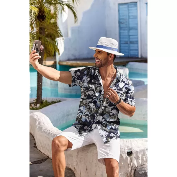 COOFANDY Men's Hawaiian Shirt Short Sleeve Floral Button Down Shirts Tropical Holiday Beach Shirts
