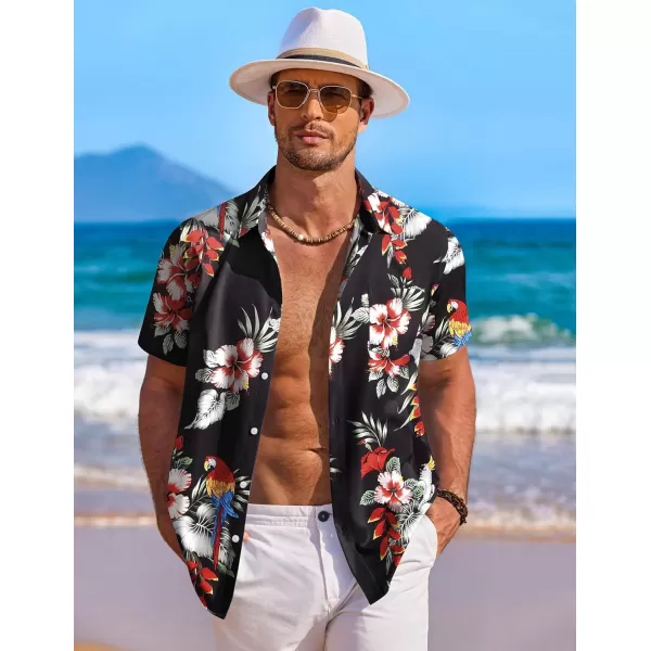 COOFANDY Men's Hawaiian Shirt Short Sleeve Floral Button Down Shirts Tropical Holiday Beach Shirts