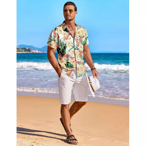 COOFANDY Men's Hawaiian Shirt Short Sleeve Floral Button Down Shirts Tropical Holiday Beach Shirts