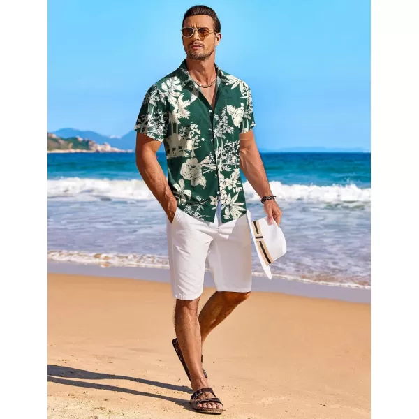 COOFANDY Men's Hawaiian Shirt Short Sleeve Floral Button Down Shirts Tropical Holiday Beach Shirts