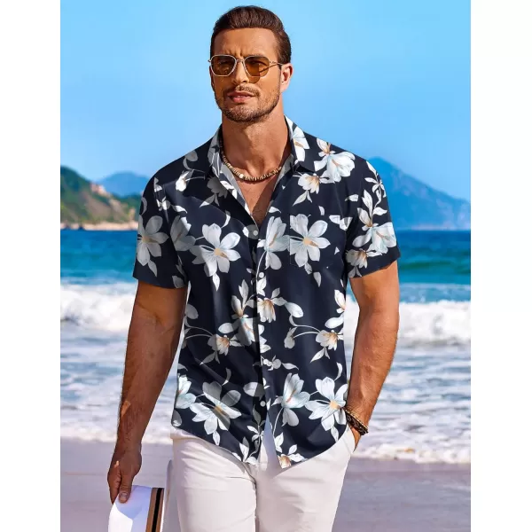 COOFANDY Men's Hawaiian Shirt Short Sleeve Floral Button Down Shirts Tropical Holiday Beach Shirts