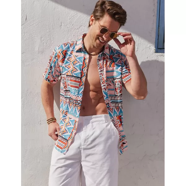 COOFANDY Mens Hawaiian Shirts Short Sleeve Button Down Aloha Shirt Casual Beach Clothes