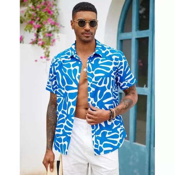 COOFANDY Mens Hawaiian Shirts Short Sleeve Button Down Aloha Shirt Casual Beach Clothes