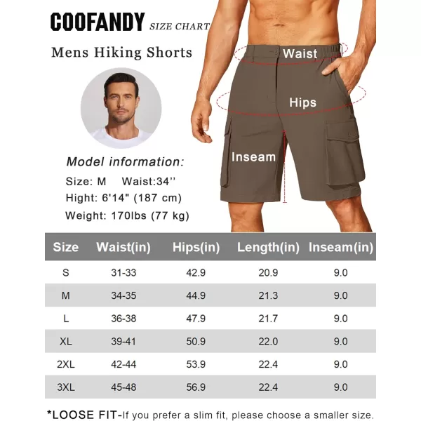 COOFANDY Mens Hiking Cargo Shorts 9'' Quick Dry Work Shorts Casual Summer Shorts Lightweight Bermuda Shorts with Pockets