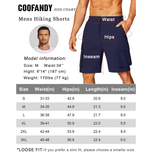 COOFANDY Mens Hiking Cargo Shorts 9'' Quick Dry Work Shorts Casual Summer Shorts Lightweight Bermuda Shorts with Pockets