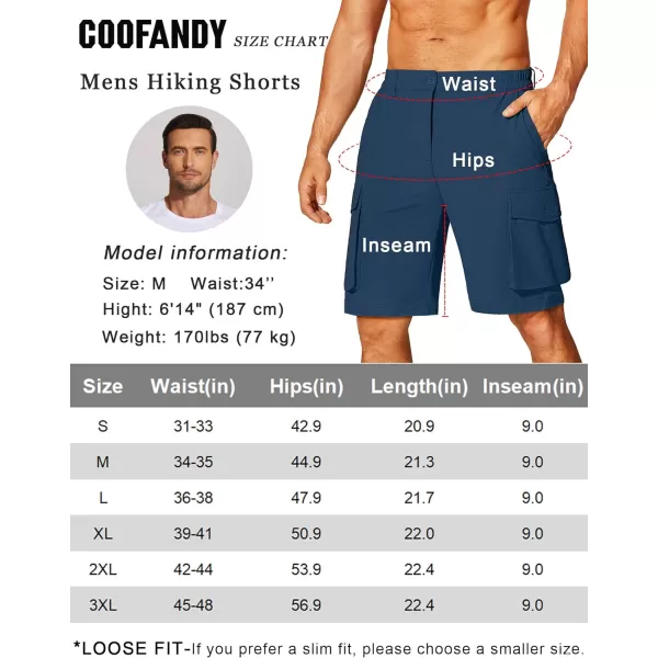 COOFANDY Mens Hiking Cargo Shorts 9'' Quick Dry Work Shorts Casual Summer Shorts Lightweight Bermuda Shorts with Pockets