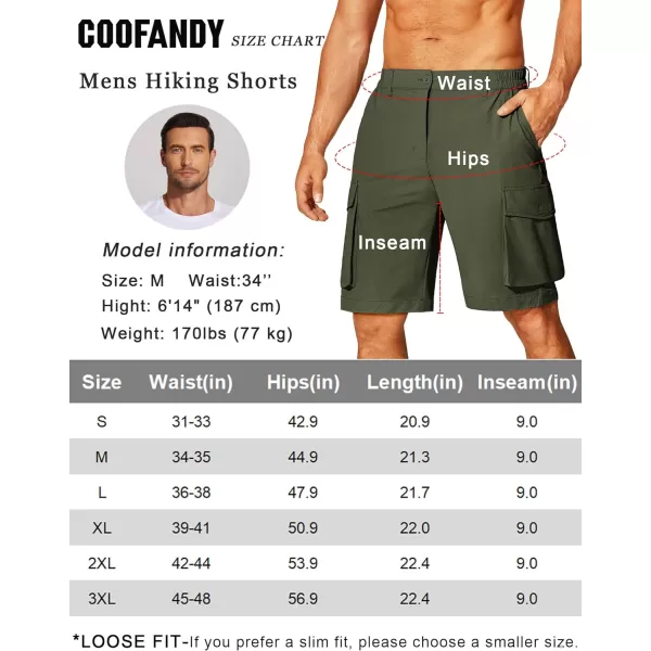COOFANDY Mens Hiking Cargo Shorts 9'' Quick Dry Work Shorts Casual Summer Shorts Lightweight Bermuda Shorts with Pockets