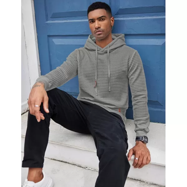COOFANDY Mens Hooded Sweatshirt Casual Long Sleeve Drawstring Waffle Knit Pullover Hoodies