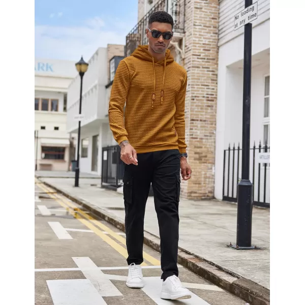 COOFANDY Mens Hooded Sweatshirt Casual Long Sleeve Drawstring Waffle Knit Pullover Hoodies