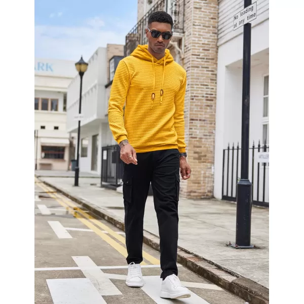 COOFANDY Mens Hooded Sweatshirt Casual Long Sleeve Drawstring Waffle Knit Pullover Hoodies