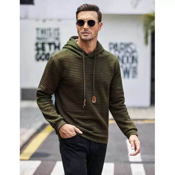 COOFANDY Mens Hooded Sweatshirt Casual Long Sleeve Drawstring Waffle Knit Pullover Hoodies