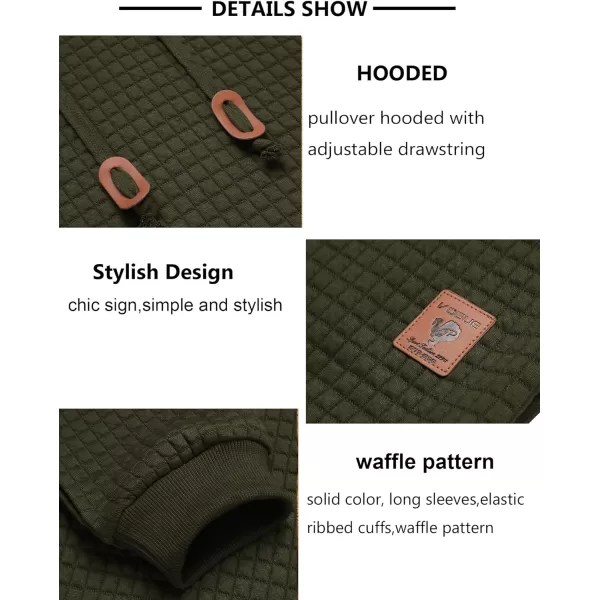 COOFANDY Mens Hooded Sweatshirt Casual Long Sleeve Drawstring Waffle Knit Pullover Hoodies