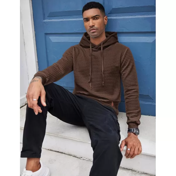 COOFANDY Mens Hooded Sweatshirt Casual Long Sleeve Drawstring Waffle Knit Pullover Hoodies