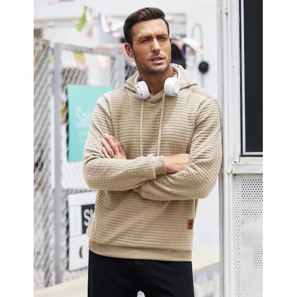 COOFANDY Mens Hooded Sweatshirt Casual Long Sleeve Drawstring Waffle Knit Pullover Hoodies