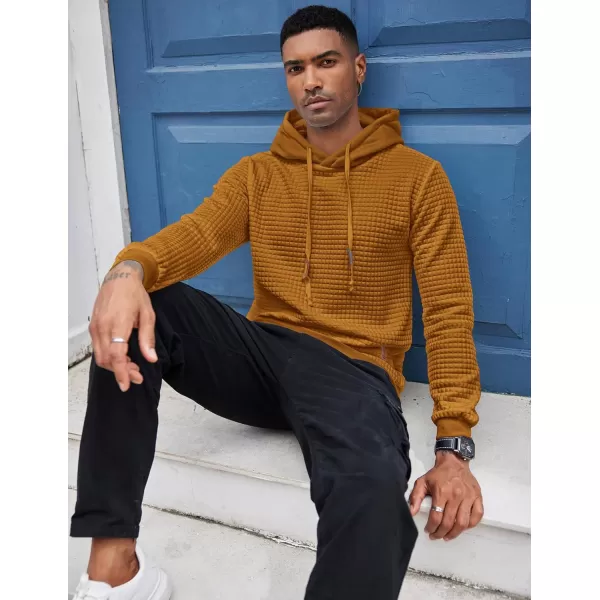 COOFANDY Mens Hooded Sweatshirt Casual Long Sleeve Drawstring Waffle Knit Pullover Hoodies