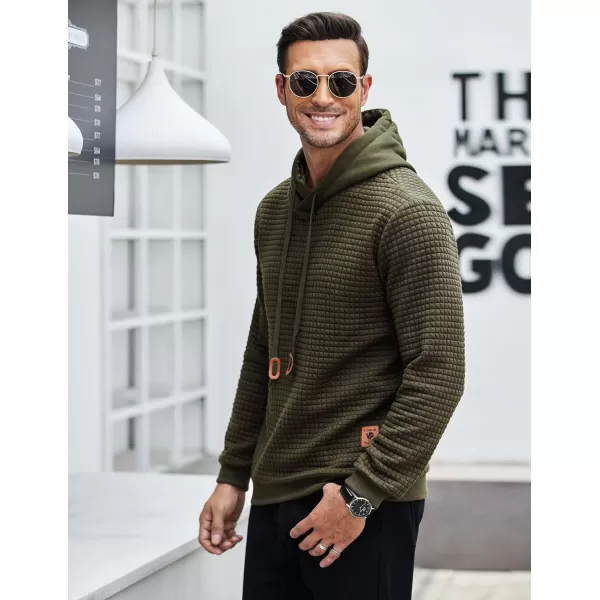 COOFANDY Mens Hooded Sweatshirt Casual Long Sleeve Drawstring Waffle Knit Pullover Hoodies
