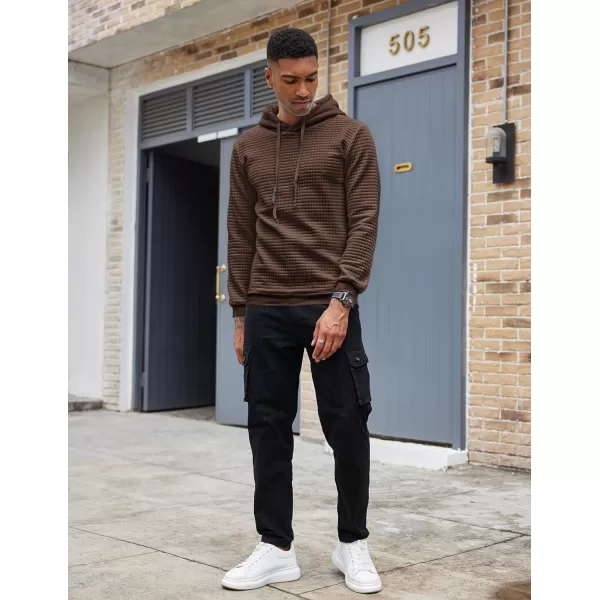 COOFANDY Mens Hooded Sweatshirt Casual Long Sleeve Drawstring Waffle Knit Pullover Hoodies