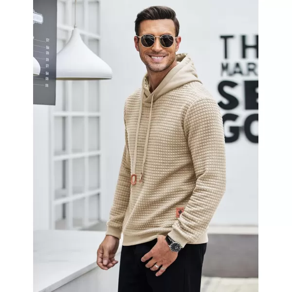 COOFANDY Mens Hooded Sweatshirt Casual Long Sleeve Drawstring Waffle Knit Pullover Hoodies