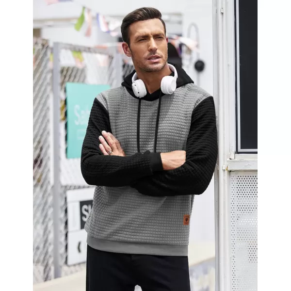 COOFANDY Mens Hooded Sweatshirt Casual Long Sleeve Drawstring Waffle Knit Pullover Hoodies)