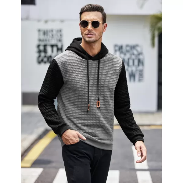 COOFANDY Mens Hooded Sweatshirt Casual Long Sleeve Drawstring Waffle Knit Pullover Hoodies)