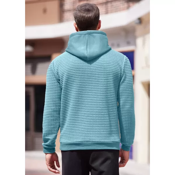 COOFANDY Men's Hooded Sweatshirt Long Sleeve Fashion Gym Athletic Hoodies Solid Plaid Jacquard Pullover with Pocket