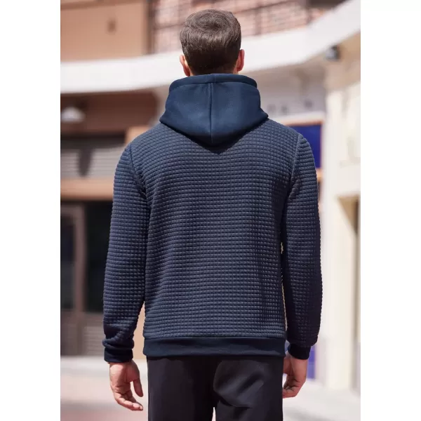 COOFANDY Men's Hooded Sweatshirt Long Sleeve Fashion Gym Athletic Hoodies Solid Plaid Jacquard Pullover with Pocket