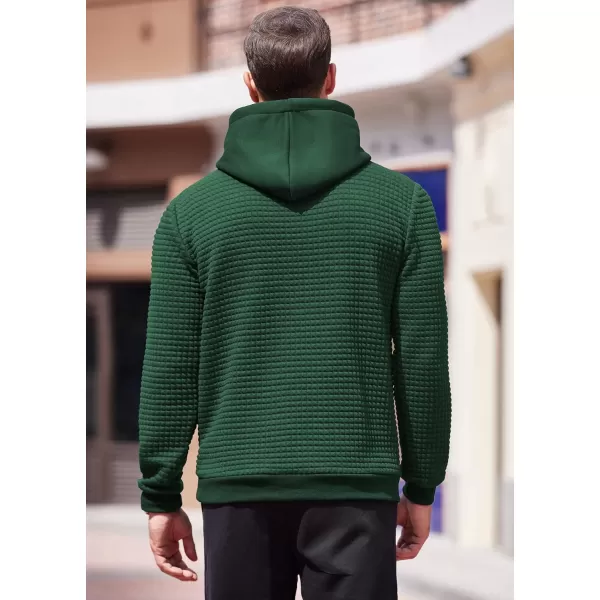 COOFANDY Men's Hooded Sweatshirt Long Sleeve Fashion Gym Athletic Hoodies Solid Plaid Jacquard Pullover with Pocket