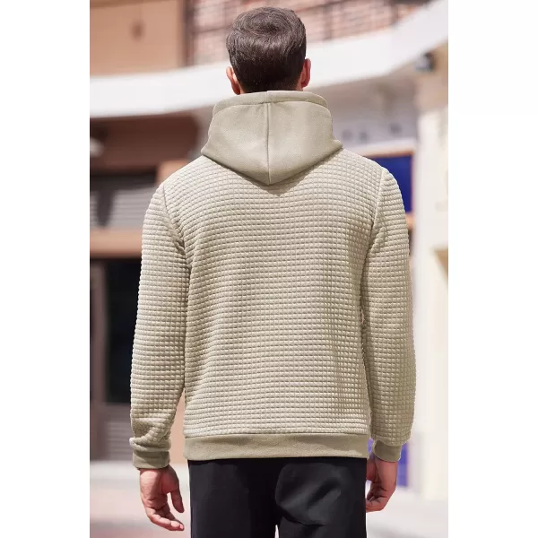 COOFANDY Men's Hooded Sweatshirt Long Sleeve Fashion Gym Athletic Hoodies Solid Plaid Jacquard Pullover with Pocket