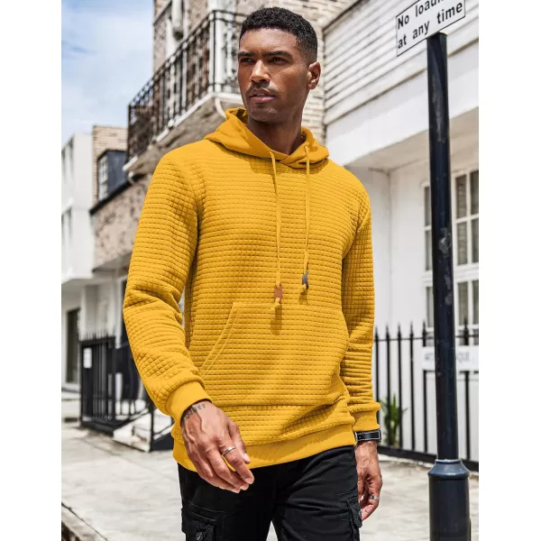 COOFANDY Men's Hooded Sweatshirt Long Sleeve Fashion Gym Athletic Hoodies Solid Plaid Jacquard Pullover with Pocket
