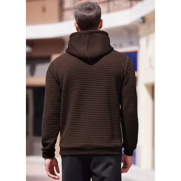 COOFANDY Men's Hooded Sweatshirt Long Sleeve Fashion Gym Athletic Hoodies Solid Plaid Jacquard Pullover with Pocket