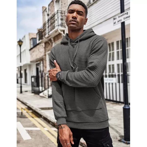 COOFANDY Men's Hooded Sweatshirt Long Sleeve Fashion Gym Athletic Hoodies Solid Plaid Jacquard Pullover with Pocket