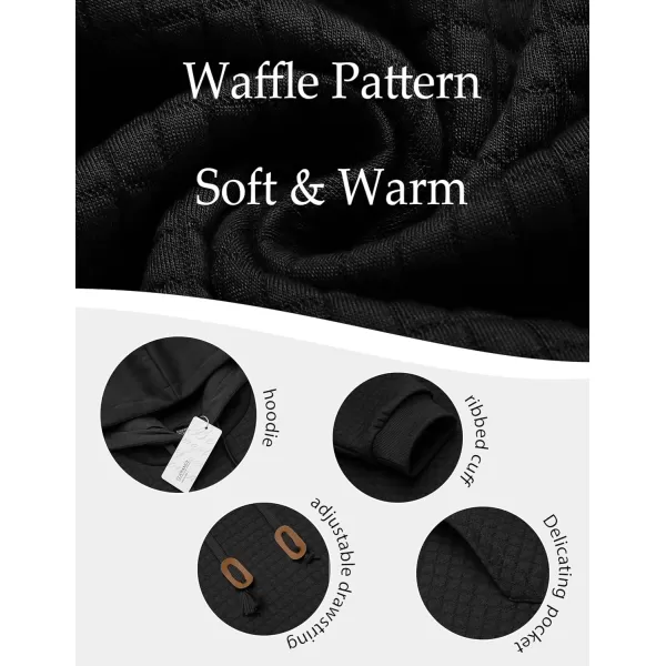 COOFANDY Men's Hooded Sweatshirt Long Sleeve Fashion Gym Athletic Hoodies Solid Plaid Jacquard Pullover with Pocket